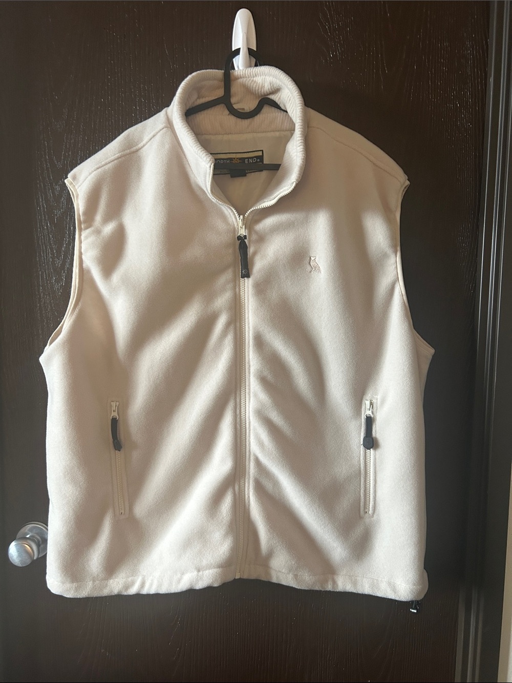 Classic North End Men's Cream Full Zip Fleece Vest Zip Pockets: XL